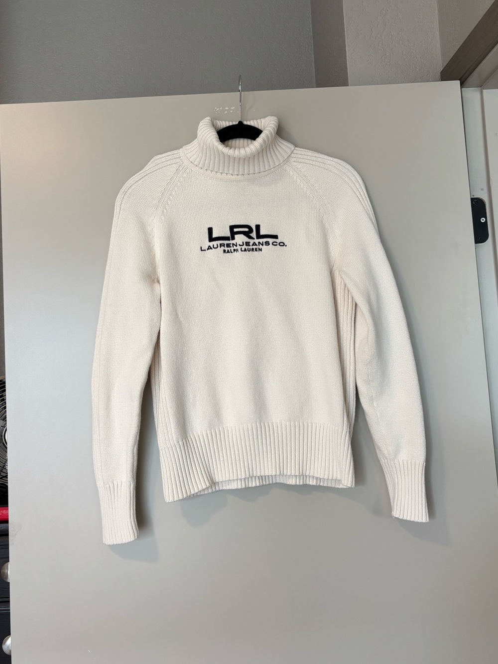 Women’s Cream Vintage Ralph Lauren Turtleneck Sweater Knitwear Preppy Old Money